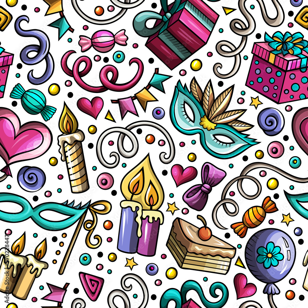 Happy Birthday сartoon funny seamless pattern Happy Birthday сartoon funny seamless pattern