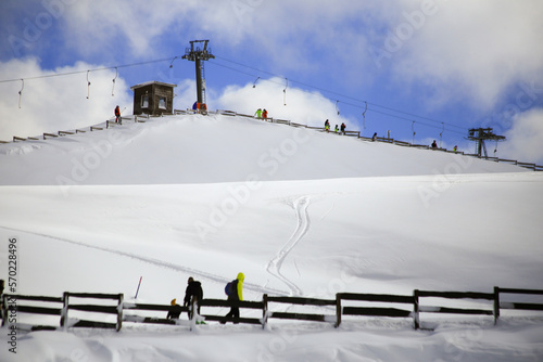 ski center of anilio greece winter sports on the snow people skiier snow mobiles photo