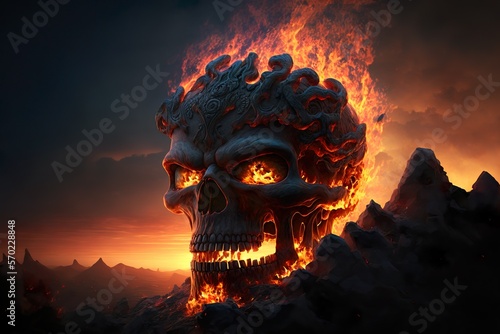 skull in fire