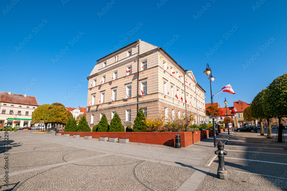 Town hall in Pleszew, Greater Poland Voivodeship, Poland	