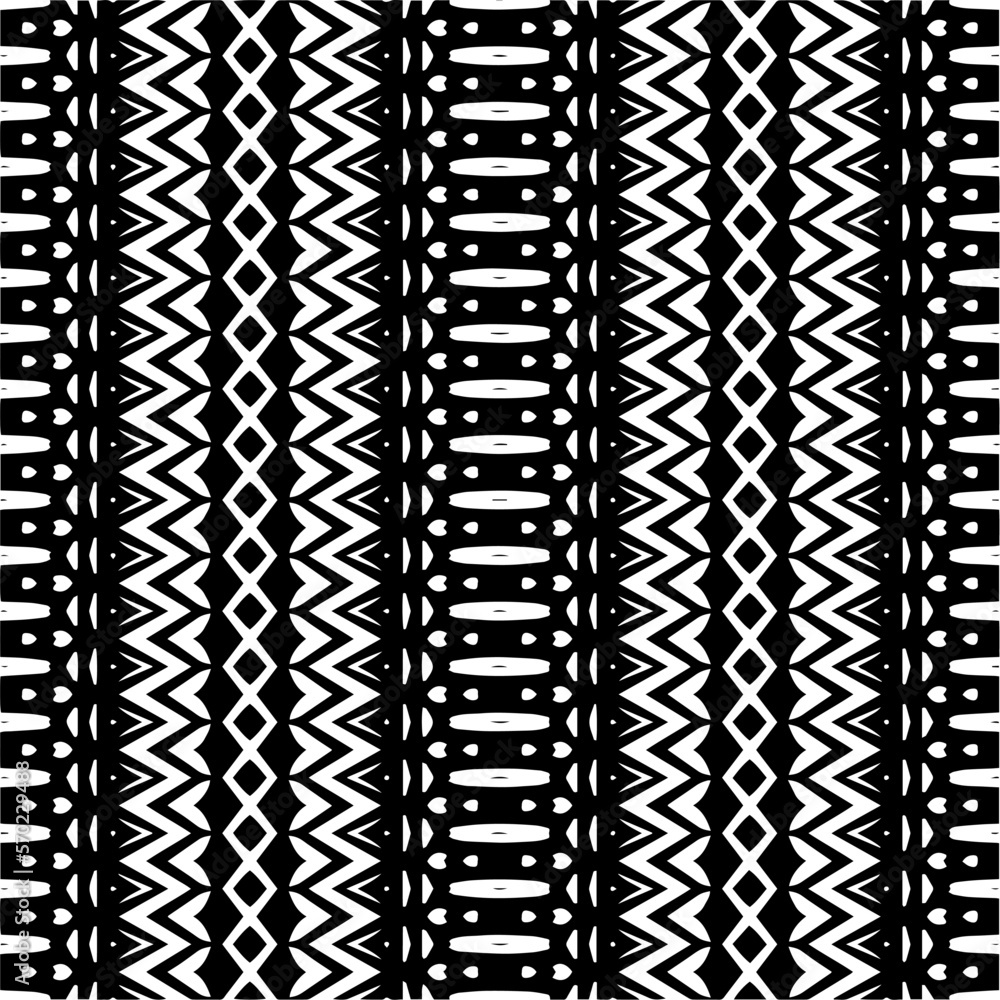 Vector geometric ornament in ethnic style. Seamless pattern with abstract shapes,Black and white color. Repeating pattern for decor, textile and fabric.
Vector geometric ornament in ethnic style. Seamless pattern with abstract shapes,Black and white color. Repeating pattern for decor, textile and fabric.