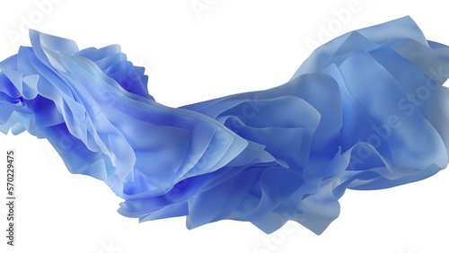 Blue wavy trendy abstract shapes. 3d illustration paper style