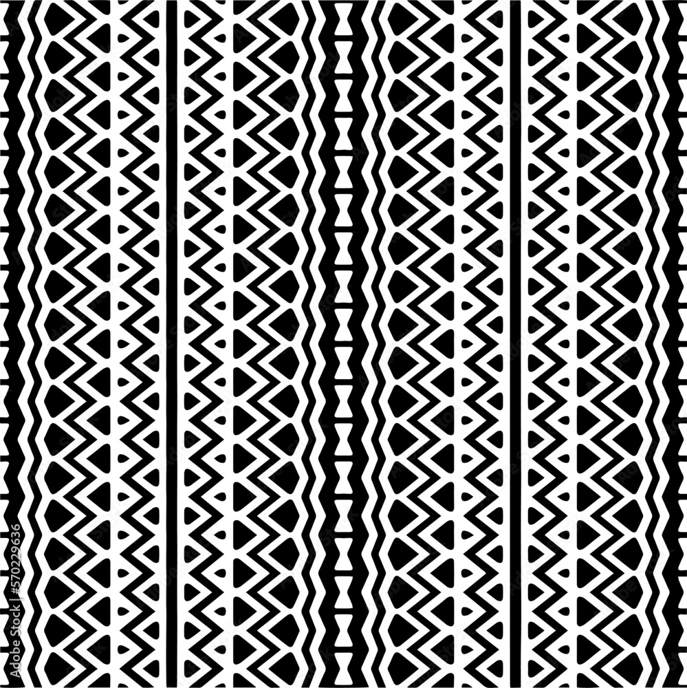 Vector geometric ornament in ethnic style. Seamless pattern with abstract shapes,Black and white color. Repeating pattern for decor, textile and fabric.
Vector geometric ornament in ethnic style. Seamless pattern with abstract shapes,Black and white color. Repeating pattern for decor, textile and fabric.
