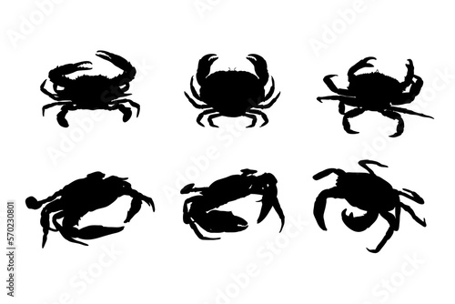 Set of silhouettes of crabs vector design