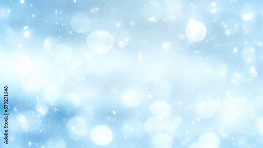 Blurry Winter Magic with Blurred Blue Bokeh and Falling Snow
