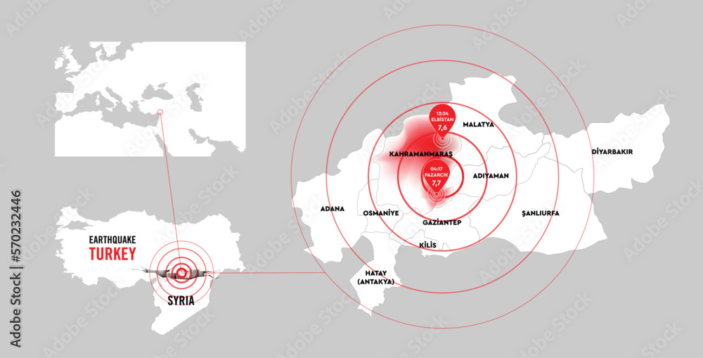 Turkey earthquake. Major earthquakes in eastern Turkey on February 6, 2023.
Turkey earthquake. Major earthquakes in eastern Turkey on February 6, 2023.