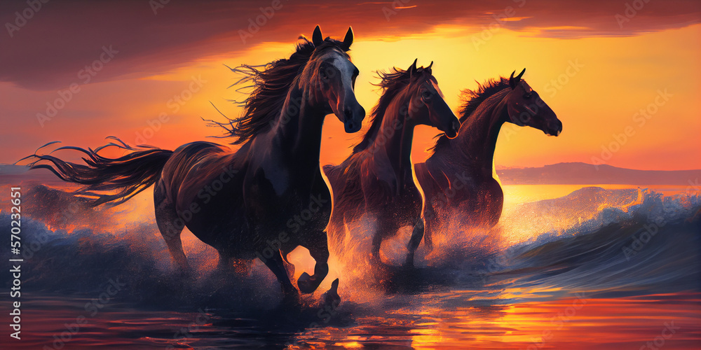 Horse at sunset Generative AI Horse at sunset Generative AI