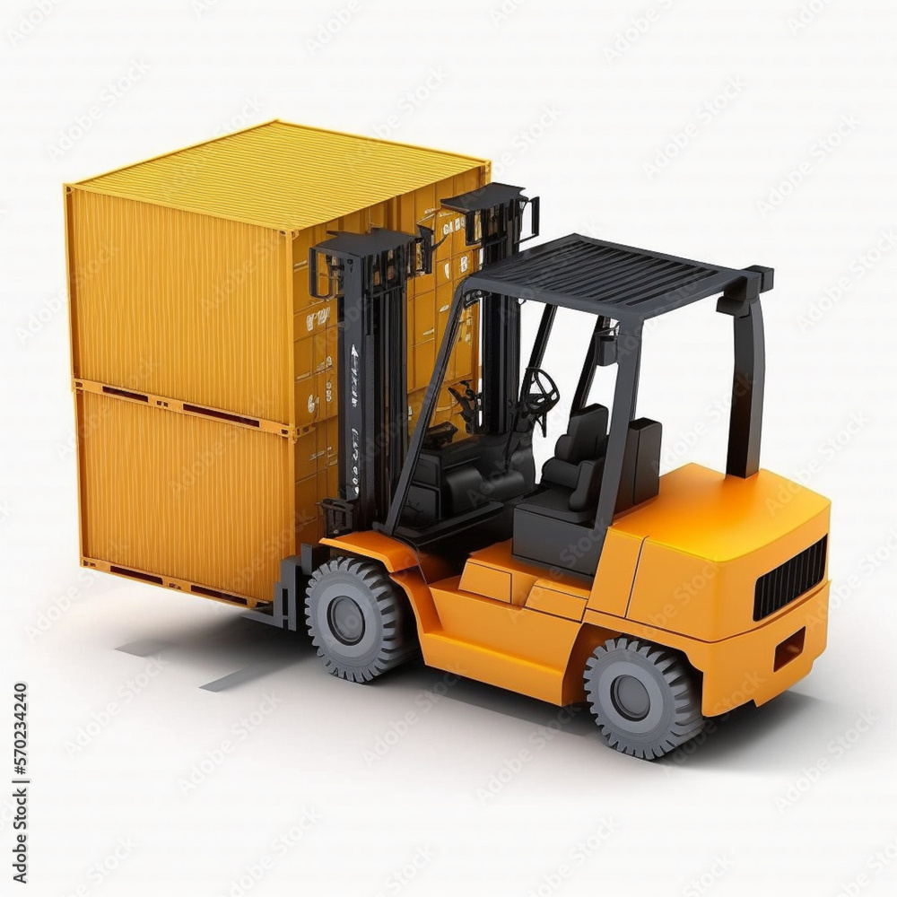 Forklift truck on a white background. Generative AI. Forklift truck on a white background. Generative AI.