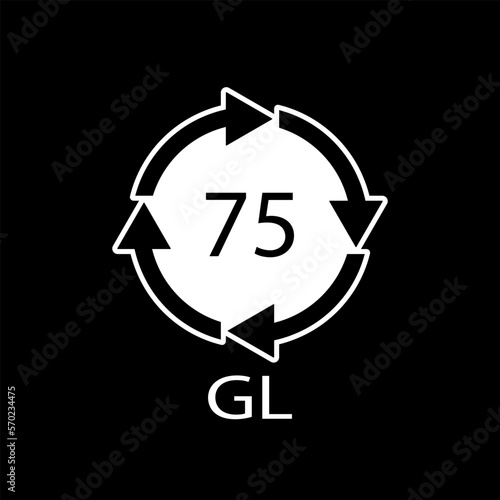 Low Lead Glass. Glass recycling code 75 GL. Vector illustration