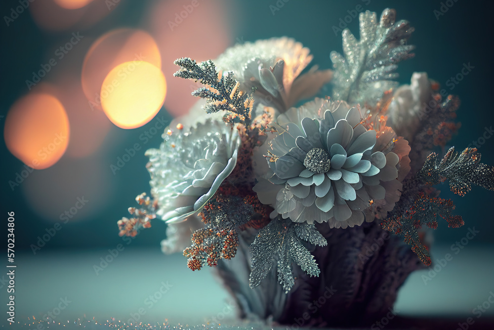 Fototapeta premium Dusty Miller Flowers, Illustration, Generative AI