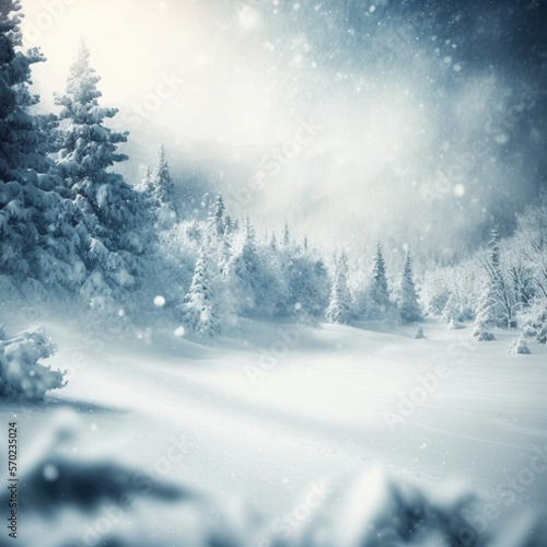 Background of a snowy landscape. Generative AI. © DALU11