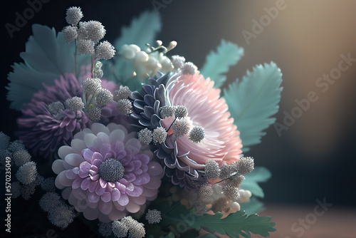 Dusty Miller Flowers, Illustration, Generative AI photo