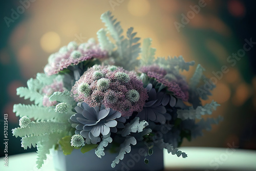 Dusty Miller Flowers, Illustration, Generative AI photo