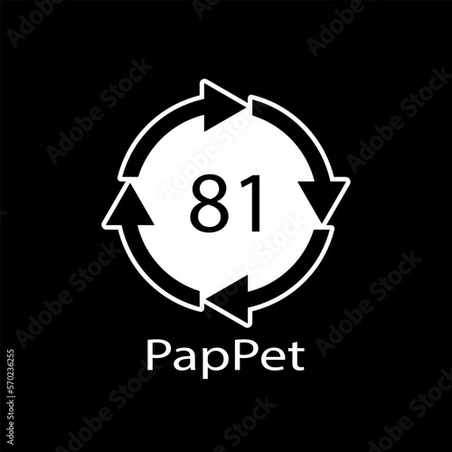 Paper (cardboard). Recycling codes 81 PapPet. Composite materials sign. Vector illustration
