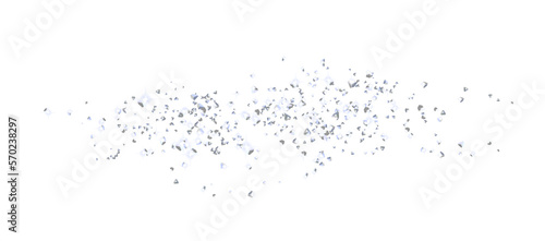 Silver dust isolated. Silverish shiny plume glitter texture, crumbs. Pieces confetti. Png