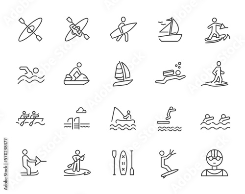 Papier peint Watersport extreme pictogram stroke icon