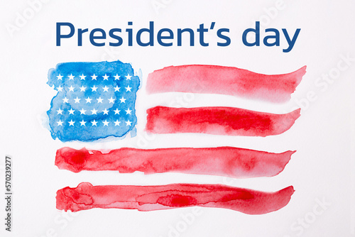 Watercolour american flag,concept of presidents day.