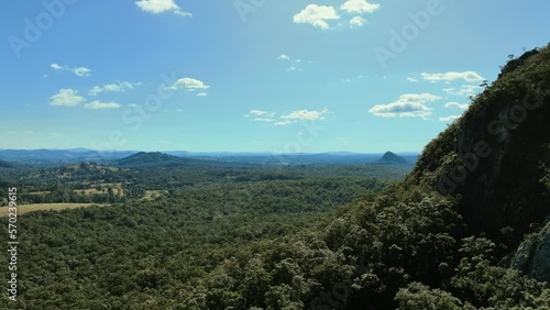 Aerial across the lower flanks of volcanic Mount Cooroora Pomona Australia photo