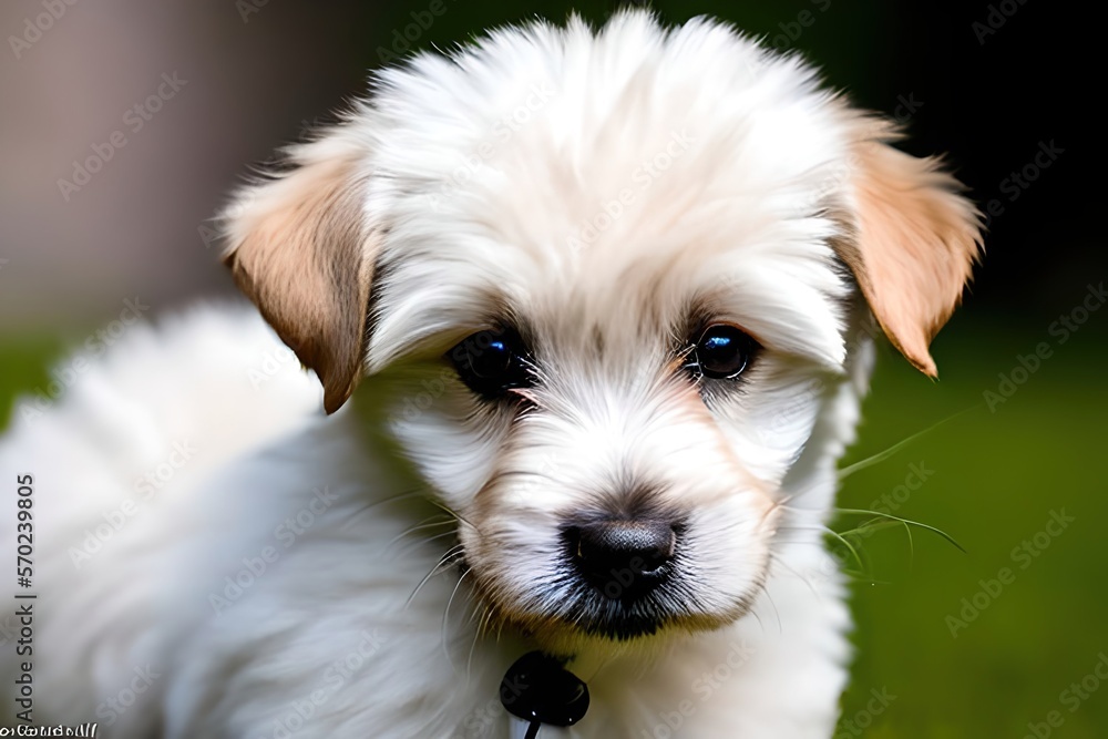 Cute puppy dog portrait of the breed of Bichón maltés. Maltese. Close up. Beautiful dog photo ideal for advertising spot, banner and advertising. Generative Ai
Cute puppy dog portrait of the breed of Bichón maltés. Maltese. Close up. Beautiful dog photo ideal for advertising spot, banner and advertising. Generative Ai