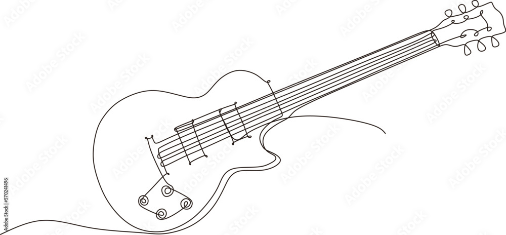 acoustic guitar continuous line drawing,vector illustration