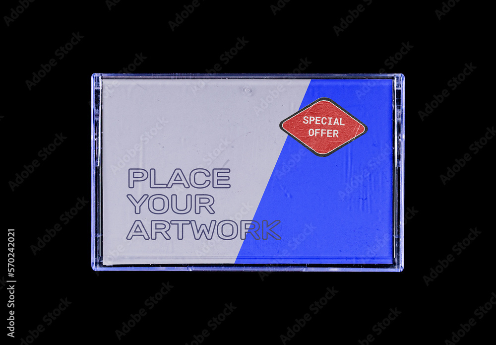 Cassette Tape Compact Case Audio Record Mockup Template Stock Template