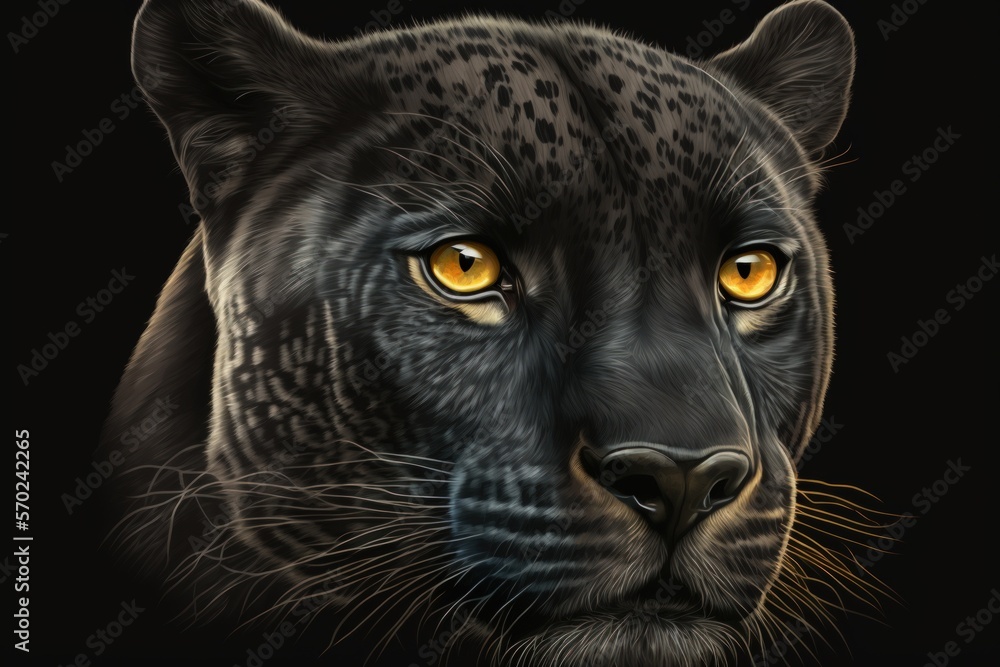 Close up of a black panther on a dark background. Generative AI Close up of a black panther on a dark background. Generative AI