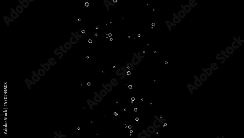 Slow rising air bubbles. Underwater bubbles animation. Overlay. Black background. 23,98fps