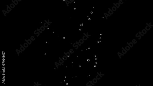 Slow rising air bubbles. Underwater bubbles animation. Overlay. Black background. 25fps