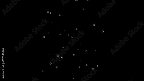 Slow rising air bubbles. Underwater bubbles animation. Overlay. Black background. 29,97fps