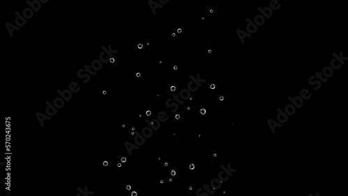Slow rising air bubbles. Underwater bubbles animation. Overlay. Black background. 59,94fps