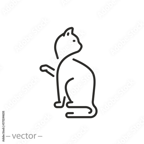 cat icon, pet silhouette, home animal, line symbol on white background - editable stroke vector illustration eps10