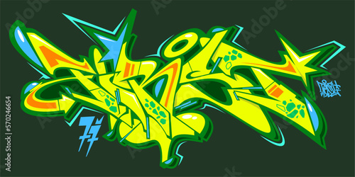 Abstract Isolated Graffiti Street Art Style Word First Lettering Vector Illustration Template
