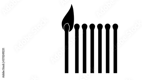  Lit Match silhouette, Lit match next to a row of unlit matches.