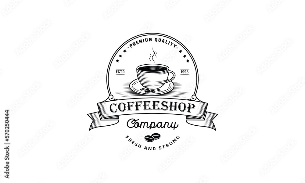Coffee logo, vintage coffee logo, coffee shop logo, cafe logo, hot