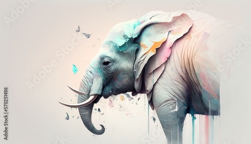 Elephant animal abstract tusk mastodon illustration minimalistic geometric background generative ai
