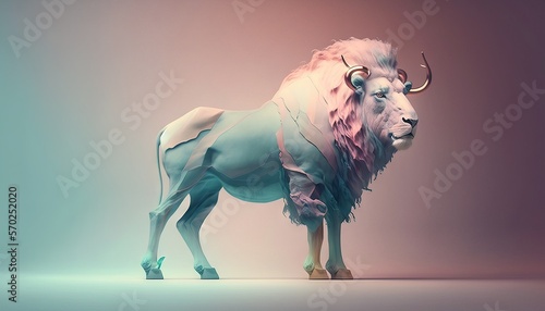 Lion animal Abstract illustration wallpaper background generative ai in pastel colors