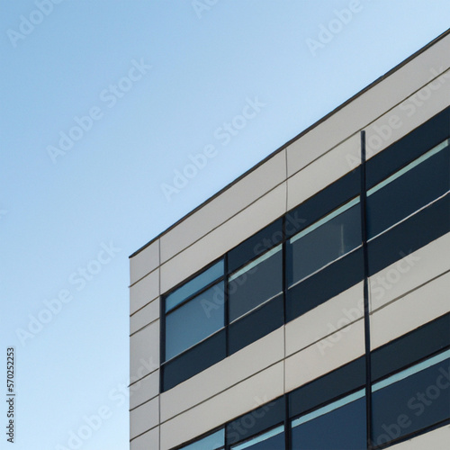 Contemporary Office Building with Clear Sky Background created with Generative AI