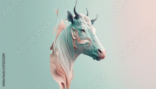  Cow animal abstract wallpaper in pastel colors generative ai