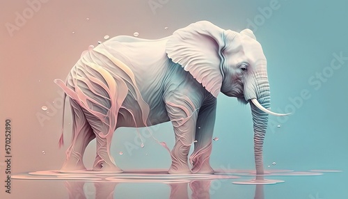 Fototapeta Naklejka Na Ścianę i Meble -   Elephant animal abstract wallpaper in pastel colors generative ai