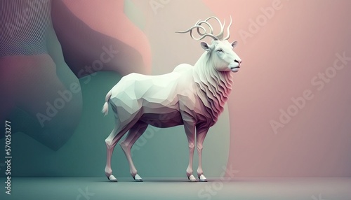  Goat animal abstract wallpaper in pastel colors generative ai
