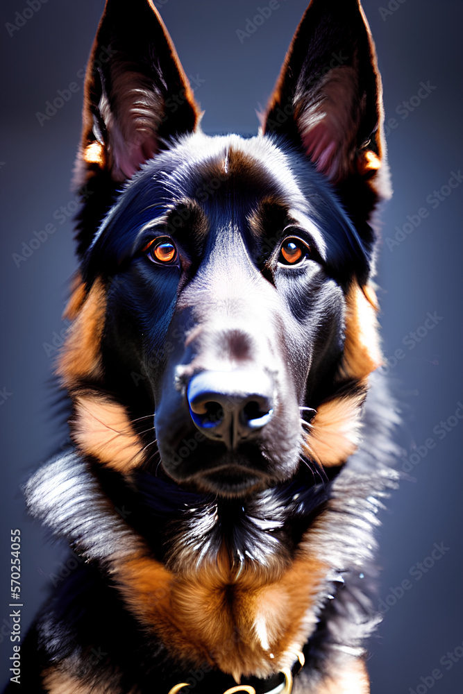 A portrait of a German Shepherd dog. Generative AI A portrait of a German Shepherd dog. Generative AI