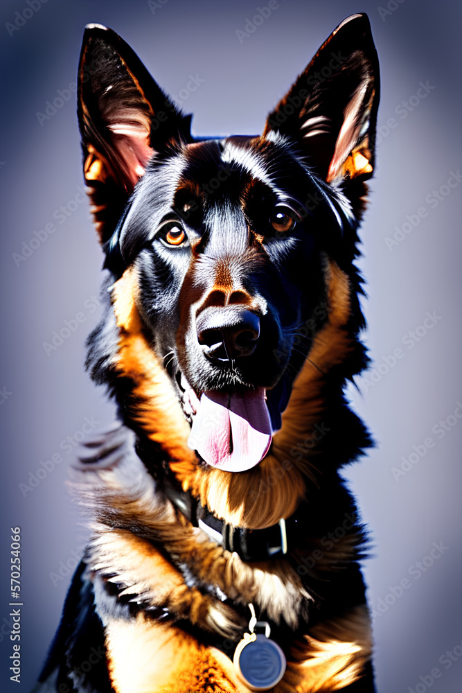 A portrait of a German Shepherd dog. Generative AI A portrait of a German Shepherd dog. Generative AI