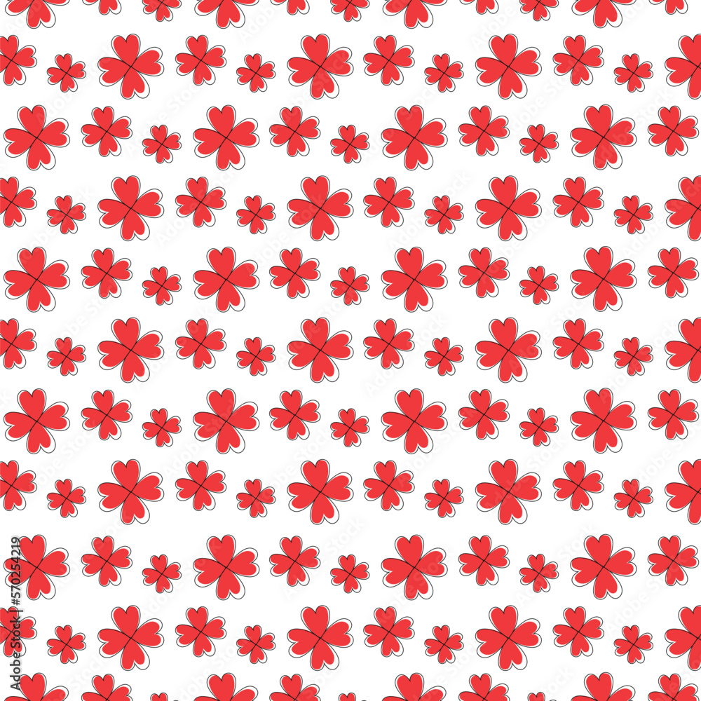 Clovers leave, flower pattern on a white background. Template for Valentine's Day, wedding, St.Patrick 's Day.