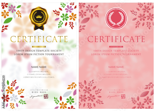 賞状９２　certificate　ディプロマ　表彰状　フレームデザイン