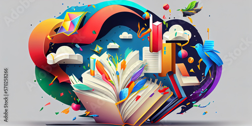 ai generated, 3d desktop backgound, abstract, education concept