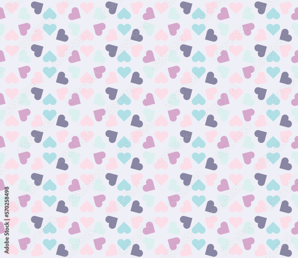 Pastel colored valentines hearts seamless pattern