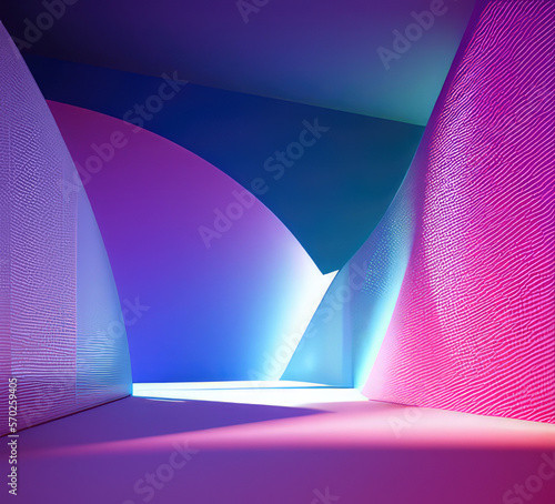 3d rendering illustration of abstract perspective shapes with ground.