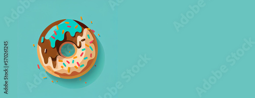 2D donut on pastel matte background illustration