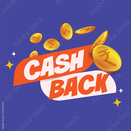 Cash Back Unit with indian currency rupee gold coin