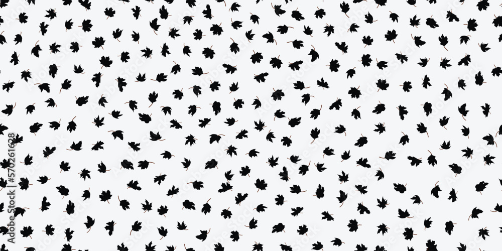 Black and white falling leaves seamless pattern